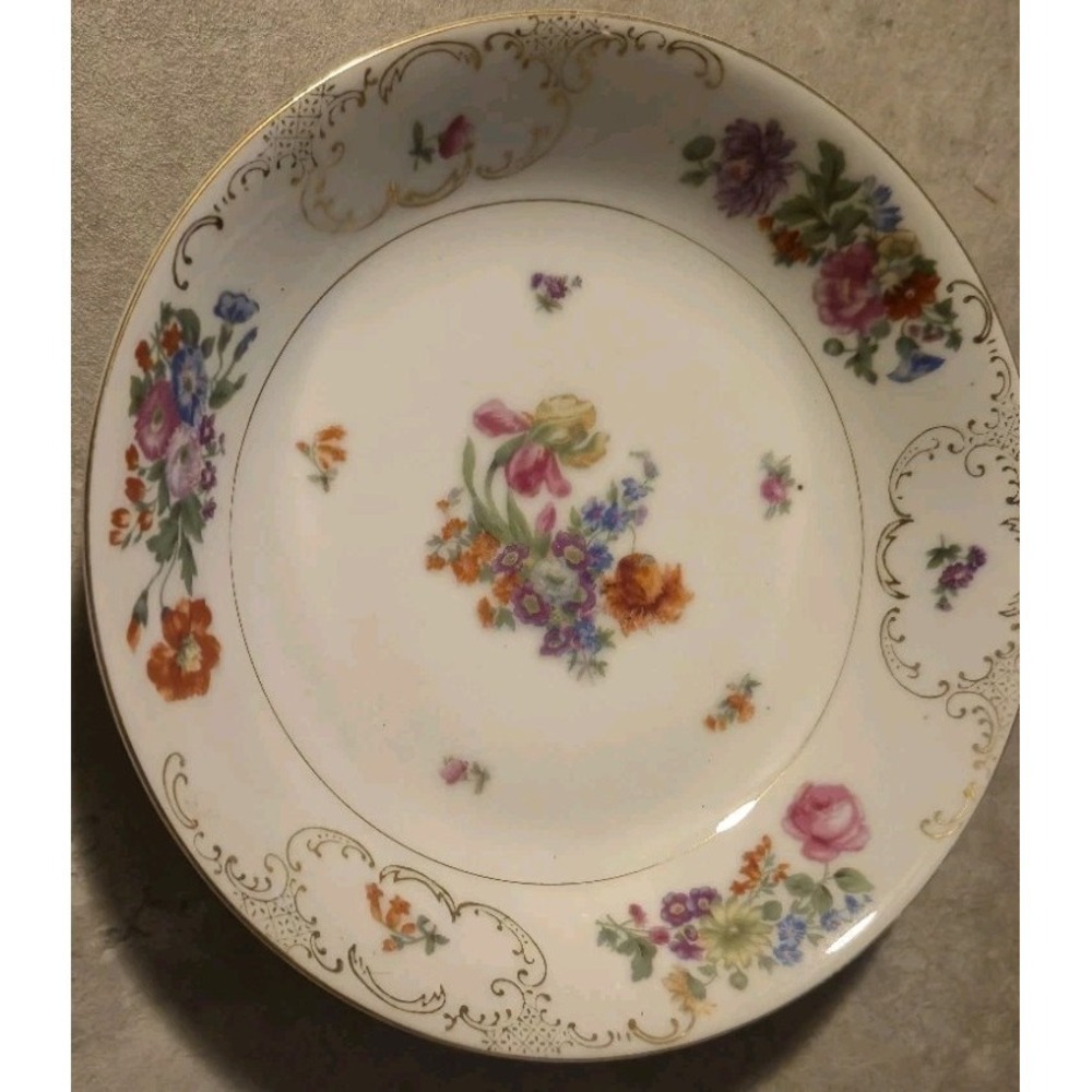 SGK China Moriyama 7.75" Floral Bowl Japan‎  Gold Trim Vintage